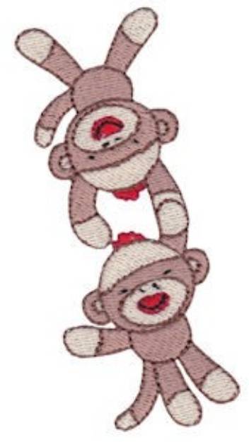 Picture of Swinging Sock Monkeys Machine Embroidery Design