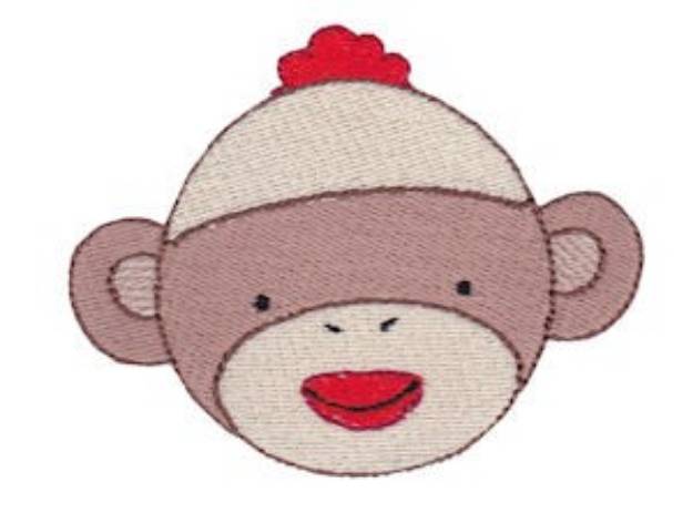 Picture of Happy Sock Monkey Head Machine Embroidery Design
