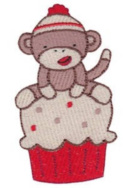 Picture of Sock Monkey & Cupcake Machine Embroidery Design
