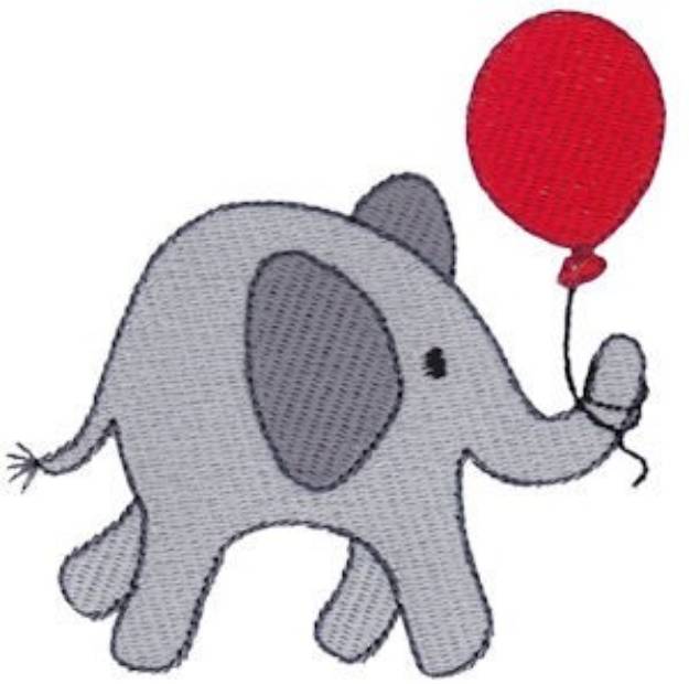 Picture of Little Elephant & Balloon Machine Embroidery Design