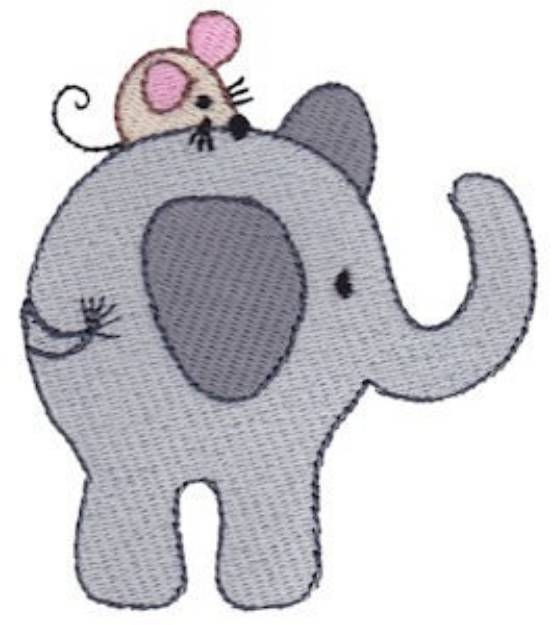 Picture of Little Elephant & Mouse Machine Embroidery Design