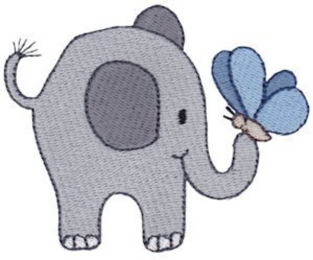 Picture of Little Elephant & Butterfly Machine Embroidery Design