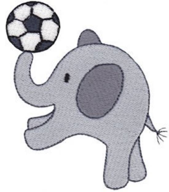 Picture of Little Elephant & Soccer Ball Machine Embroidery Design