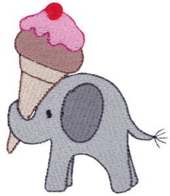 Picture of Little Elephant & Ice Cream Machine Embroidery Design