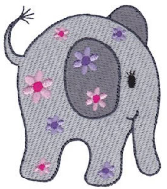 Picture of Little Floral Elephant Machine Embroidery Design