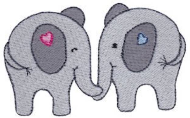 Picture of Little Elephant Couple Machine Embroidery Design