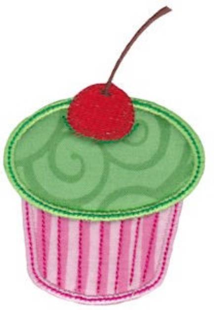 Picture of Cherry Cupcake Applique Machine Embroidery Design