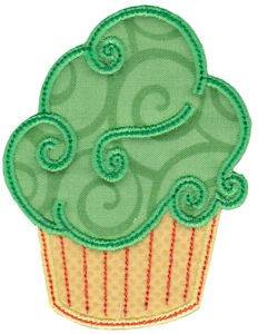 Picture of Green Cupcake Applique Machine Embroidery Design