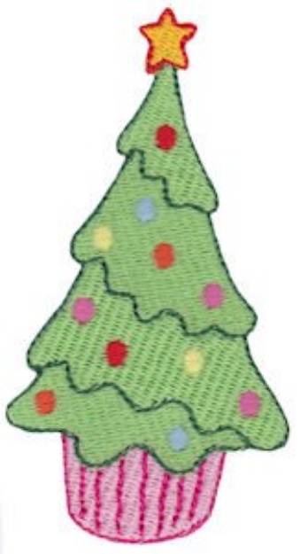 Picture of Christmas Tree Cupcake Machine Embroidery Design