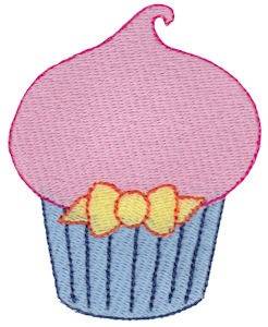 Picture of Delicate Cupcake & Bow Machine Embroidery Design