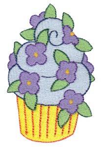 Picture of Tiny Floral Cupcake Machine Embroidery Design