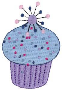 Picture of Blue Cupcake Machine Embroidery Design