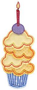 Picture of Tiny Birthday Cupcake Applique Machine Embroidery Design