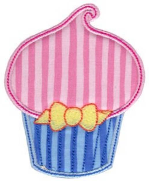 Picture of Striped Cupcake Applique Machine Embroidery Design