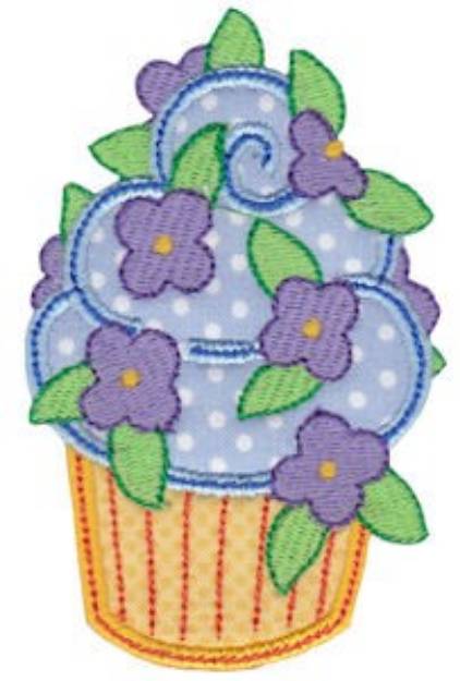 Picture of Tiny Floral Cupcake Applique Machine Embroidery Design