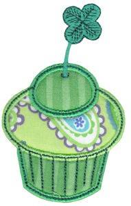Picture of St. Patricks Day Cupcake Applique Machine Embroidery Design