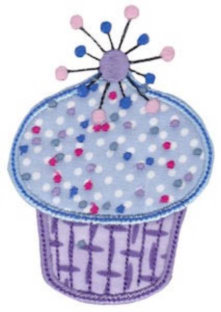 Picture of Blue Cupcake Applique Machine Embroidery Design