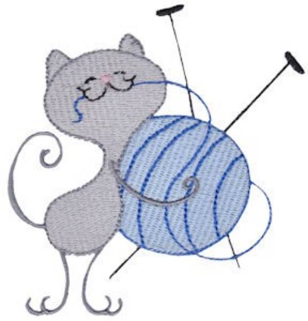 Picture of Kitten & Yarn Machine Embroidery Design