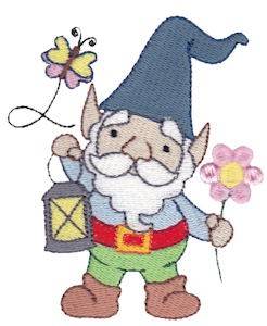 Picture of Garden Gnome With Lantern Machine Embroidery Design