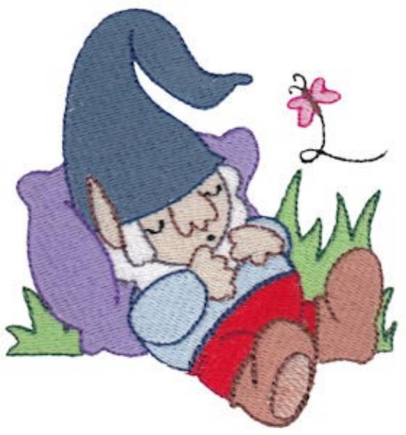 Picture of Napping Garden Gnome Machine Embroidery Design