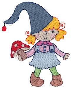 Picture of Little Girl Garden Gnome Machine Embroidery Design