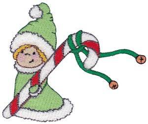 Picture of Christmas Girl & Candy Cane Machine Embroidery Design