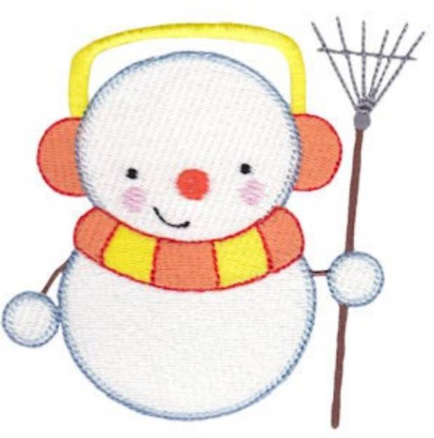 Picture of Snowman & Rake Machine Embroidery Design