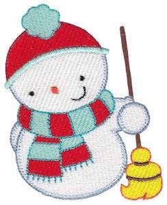 Picture of Snowman & Broom Machine Embroidery Design