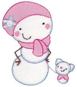 Picture of Snow Woman & Puppy Machine Embroidery Design