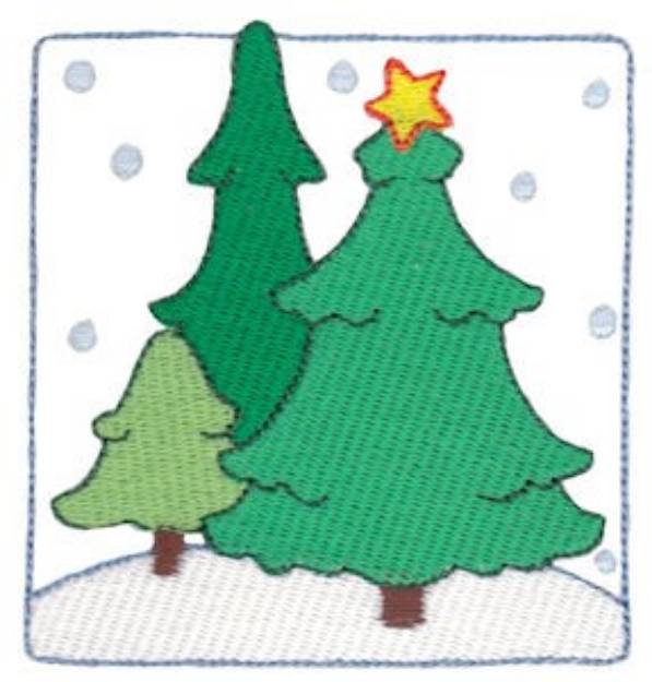 Picture of Christmas Melody Trees Scene Machine Embroidery Design