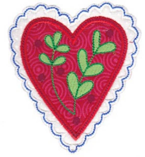 Picture of Christmas Melody Heart Applique Machine Embroidery Design