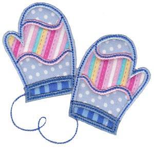 Picture of Christmas Melody Mittens Applique Machine Embroidery Design