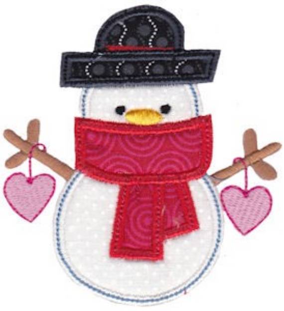 Picture of Christmas Melody Snowman Applique Machine Embroidery Design