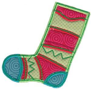 Picture of Christmas Melody Stocking Applique Machine Embroidery Design