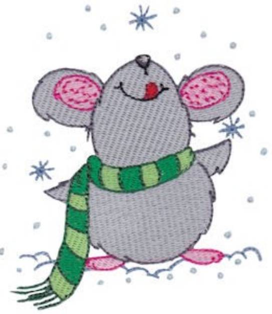Picture of Winter Critter Mouse Machine Embroidery Design