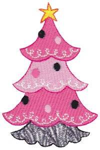 Picture of Girly Christmas Tree Machine Embroidery Design