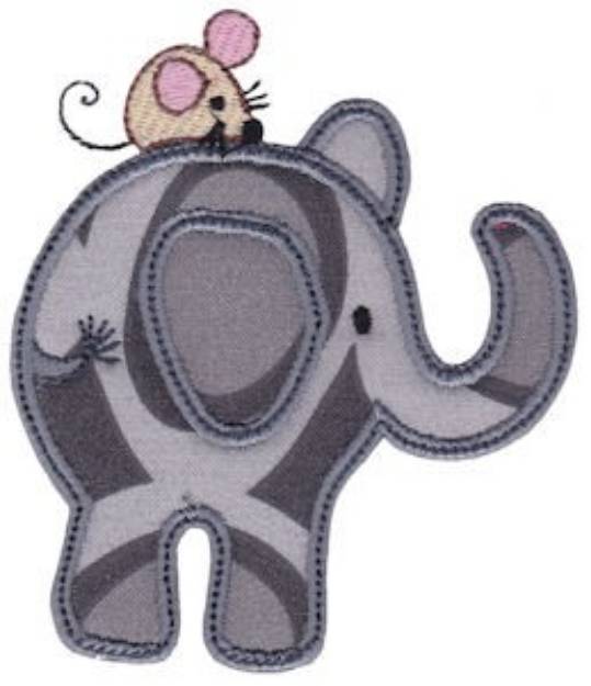 Picture of Little Elephant & Mouse Applique Machine Embroidery Design