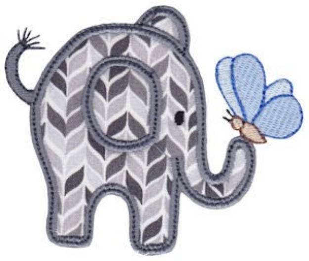 Picture of Little Elephant & Butterfly Applique Machine Embroidery Design