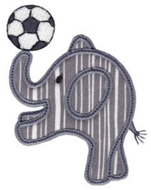 Picture of Little Elephant Soccer Applique Machine Embroidery Design