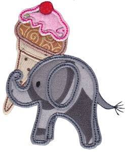 Picture of Little Elephant Ice Cream Applique Machine Embroidery Design