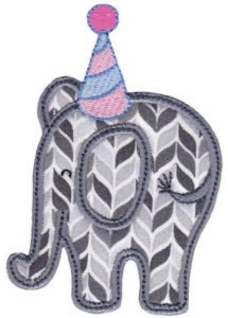 Picture of Little Party Elephant Applique Machine Embroidery Design