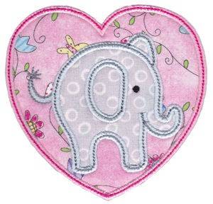 Picture of Little Elephant Heart Applique Machine Embroidery Design