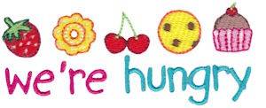 Picture of We;re Hungry Pregnancy Sentiment Machine Embroidery Design