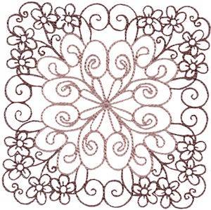 Picture of Country Flowers Quilt Block Machine Embroidery Design