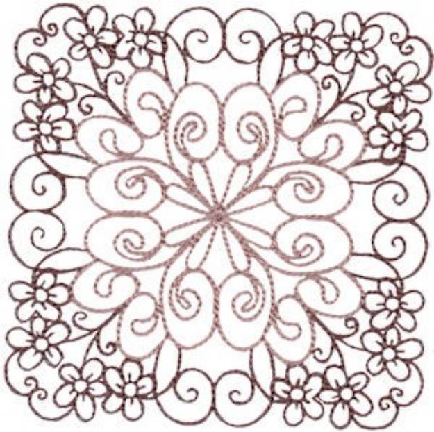 Picture of Country Flowers Quilt Block Machine Embroidery Design