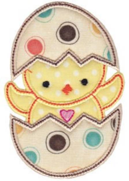 Picture of Spring Love Hearts Chick Egg Applique Machine Embroidery Design