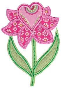 Picture of Spring Love Hearts Flower Applique Machine Embroidery Design