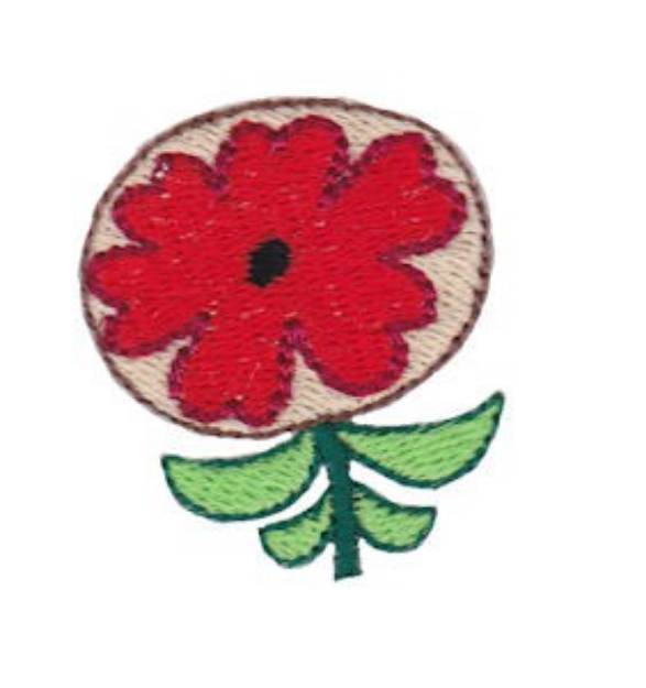 Picture of Mini Spring Red Flower Machine Embroidery Design