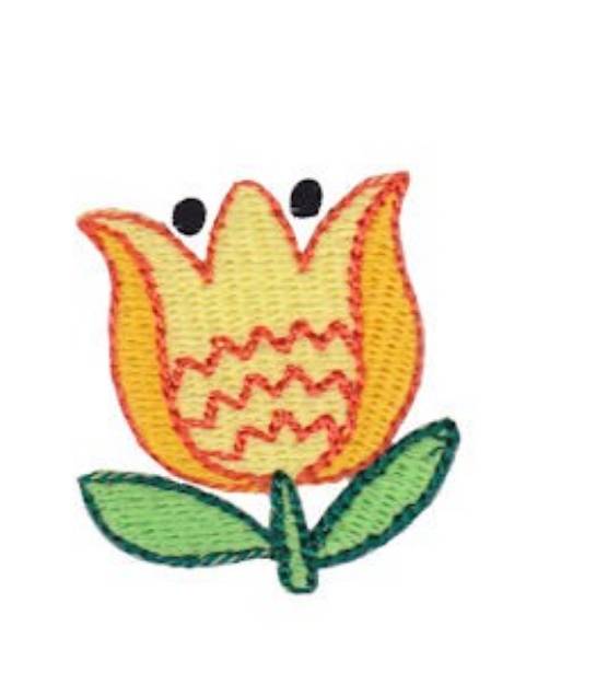 Picture of Mini Spring Yellow Tulip Machine Embroidery Design