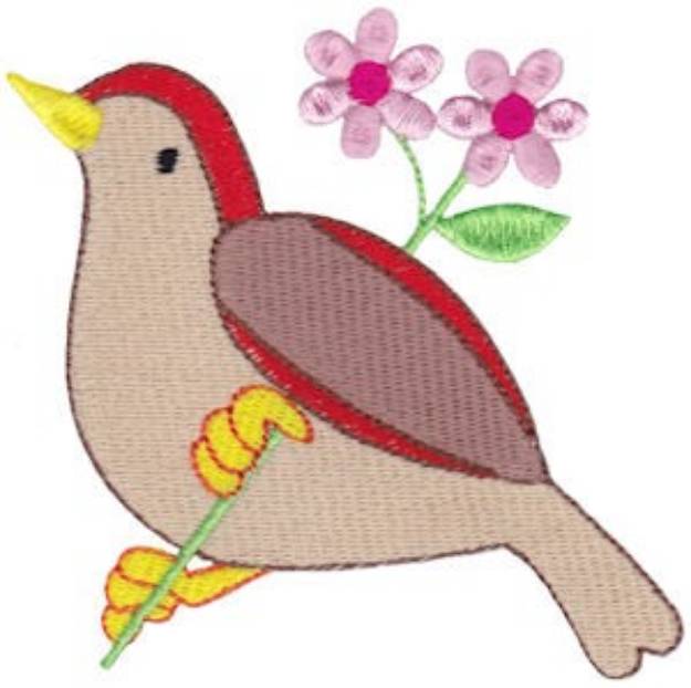 Picture of Spring Bird & Flowers Machine Embroidery Design